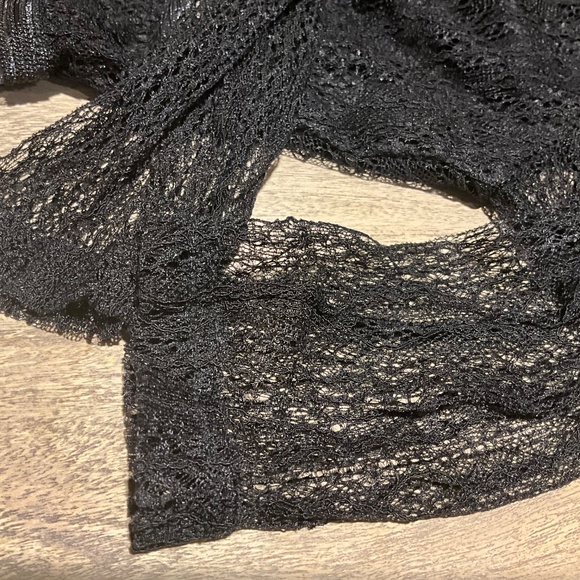 Lulus Casita Black Sheer Lace Long Sleeve Bodysuit NEW NWT V-Neck Stretch Medium - Picture 8 of 11